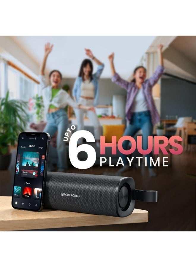 بورترونيكس Portronics Fynix 30W HD Sound Portable Bluetooth Speaker with Dual Passive Radiator, 360° Surround Sound, Upto 6 Hours, Handsfree Calling, TWS Pairing, Bluetooth 5.3V, Type C Charging(Black) - Image 3